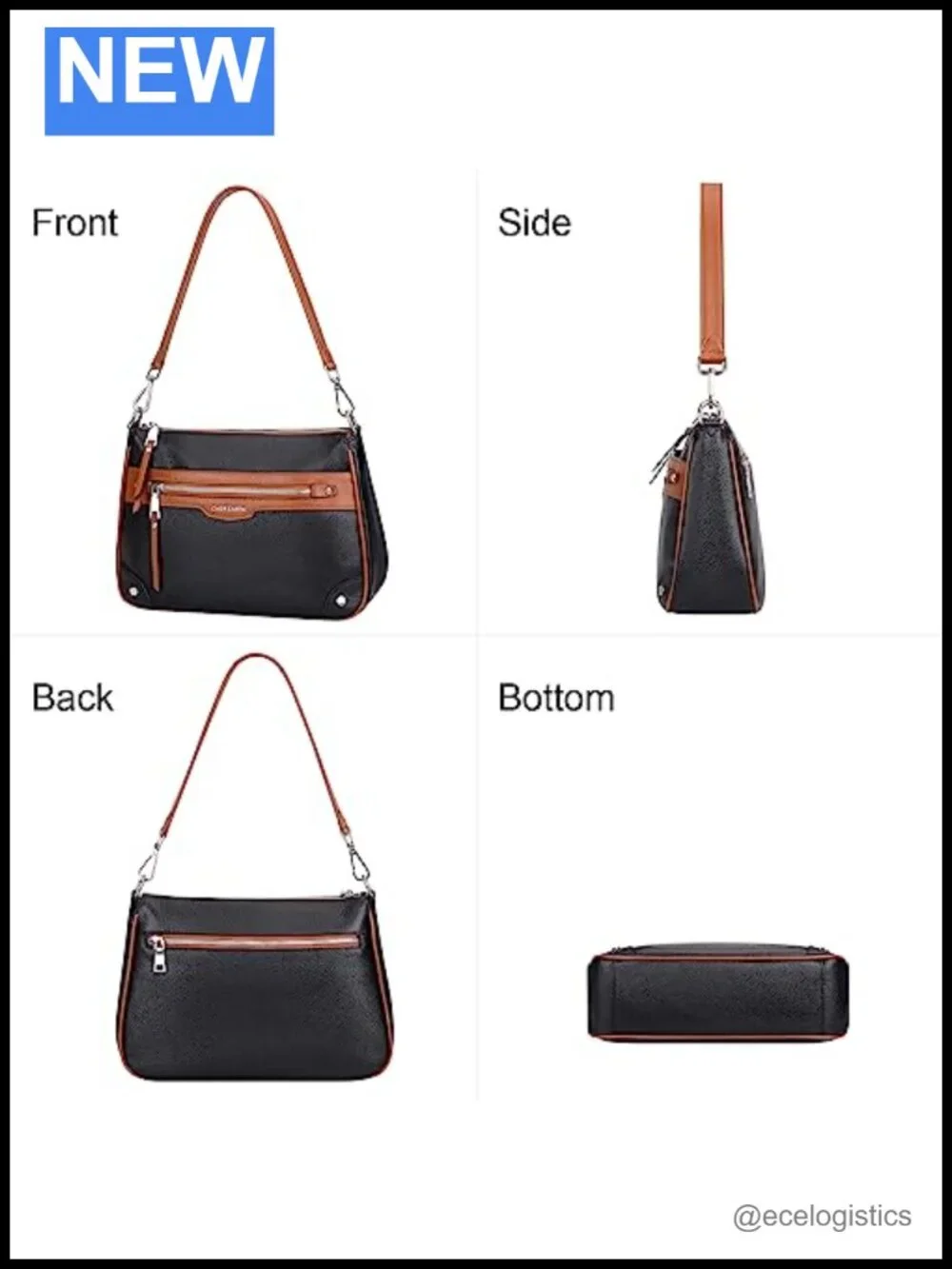 Genuine Leather Crossbody Bag with Multi Pockets Women's Shoulder Purse